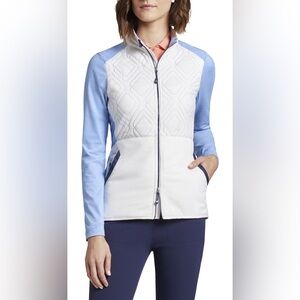 Peter Millar Women's Light Blue Madeline Hybrid Colorblock Full Zip Golf Jacket